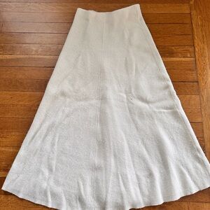Cream Knit A-Line Maxi Skirt